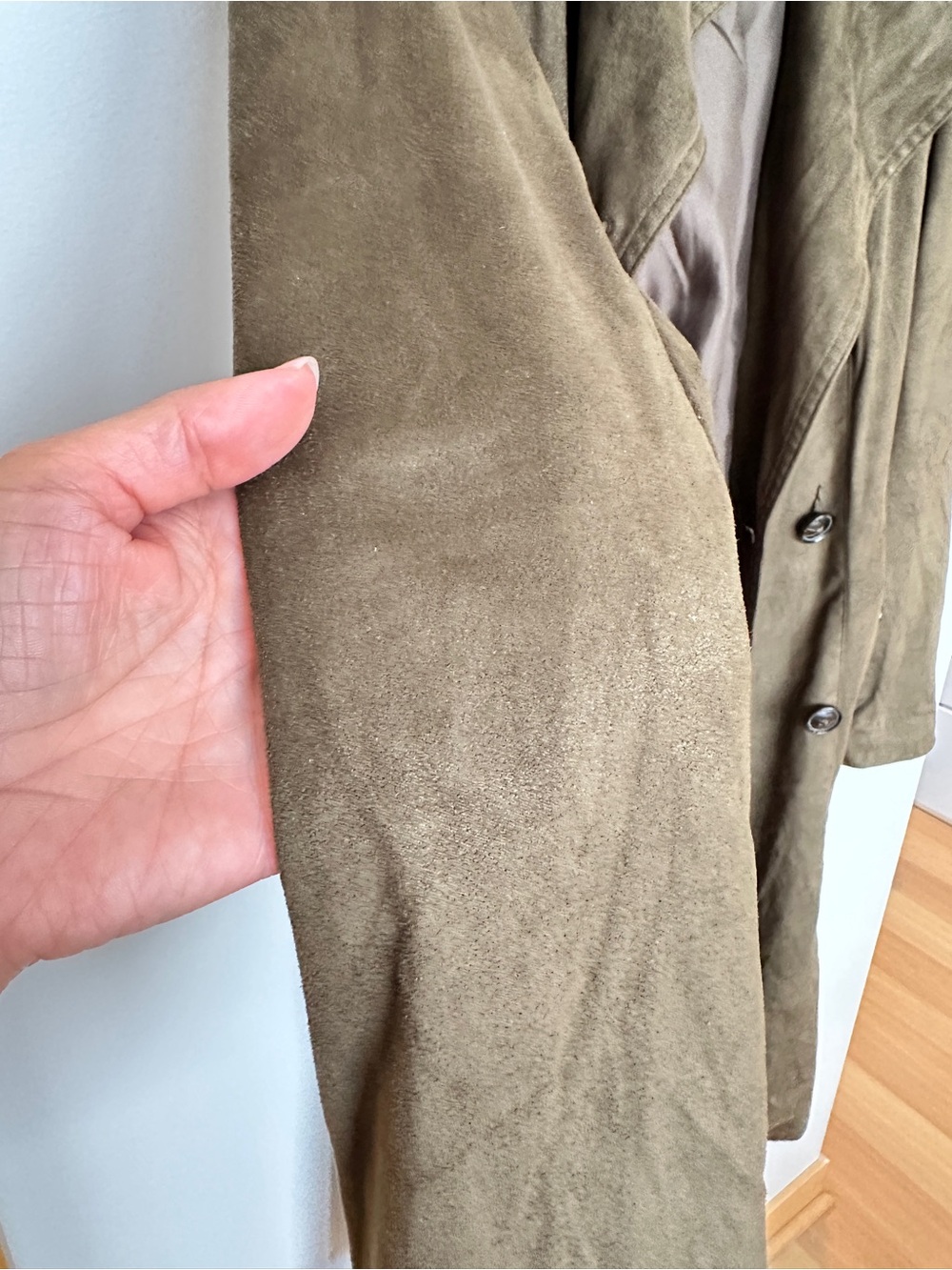Maison Jules Olive Brown Suede Coat - Picture 4 of 5